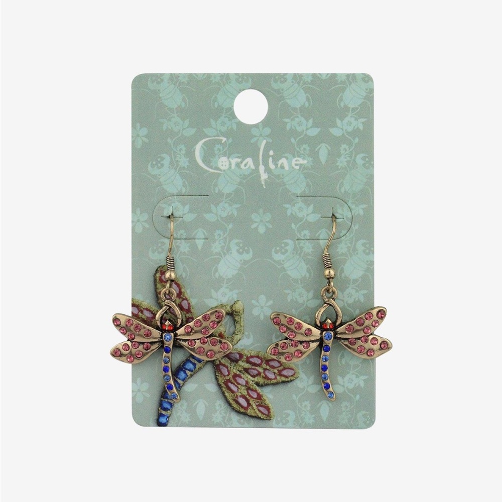 Coraline Dragonfly Drop Earrings Hot Topic‎